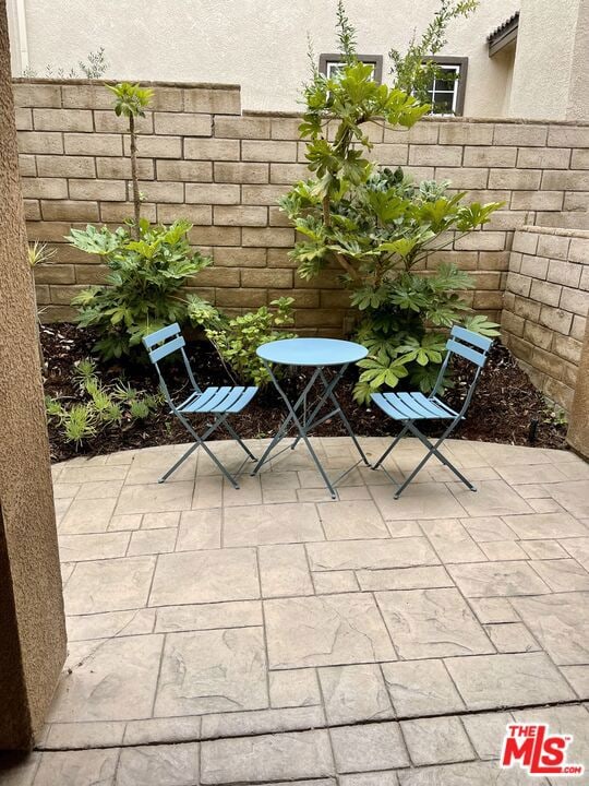 balcony with a patio area