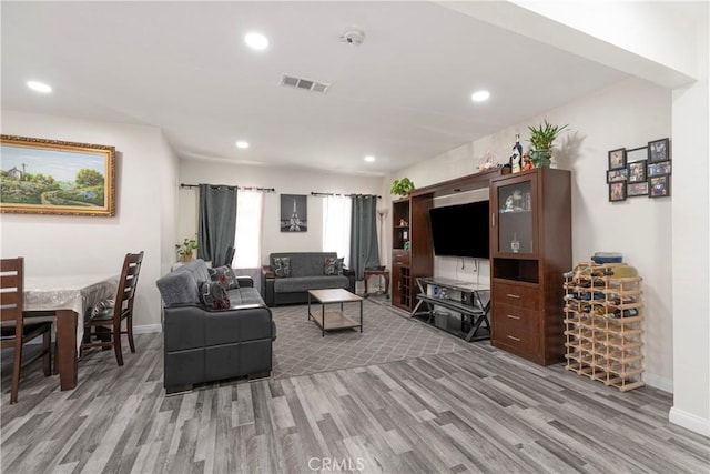 living room with wood-type flooring