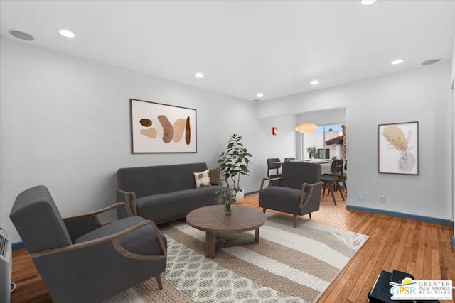 living room with wood-type flooring