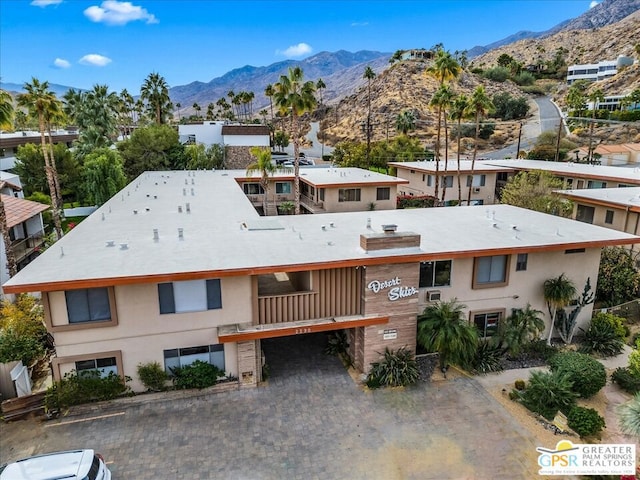 drone / aerial view with a mountain view