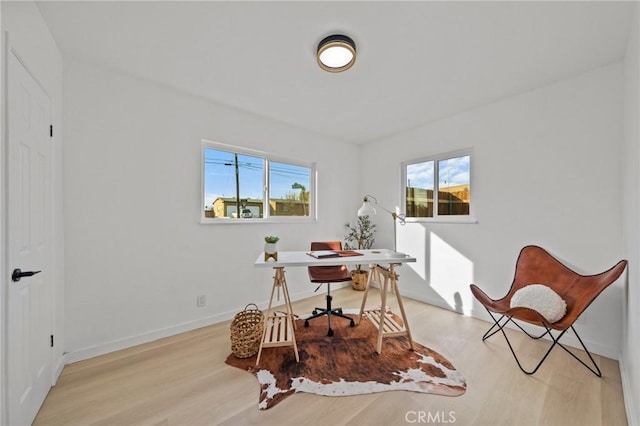 office featuring light wood-type flooring