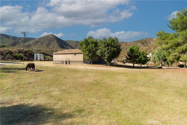 view of yard featuring a mountain view and a rural view