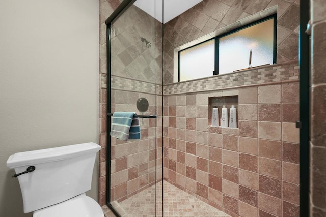 bathroom featuring toilet and walk in shower