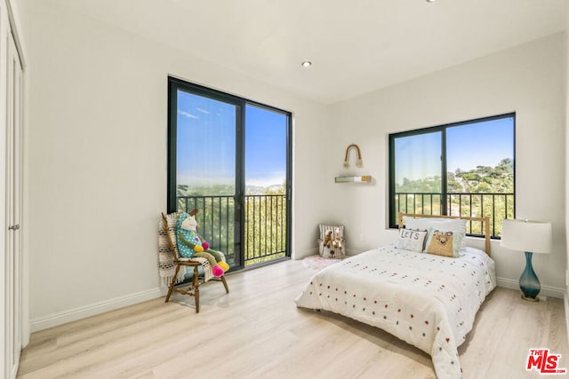 bedroom featuring light hardwood / wood-style floors