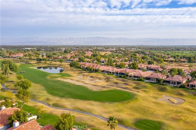 aerial view with a water and mountain view