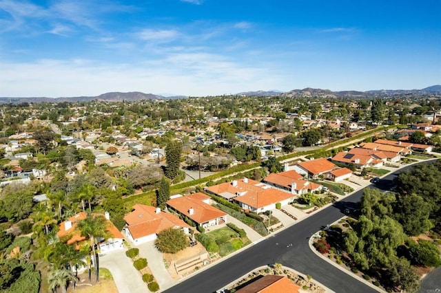 drone / aerial view featuring a mountain view