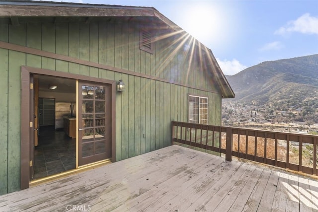 deck featuring a mountain view