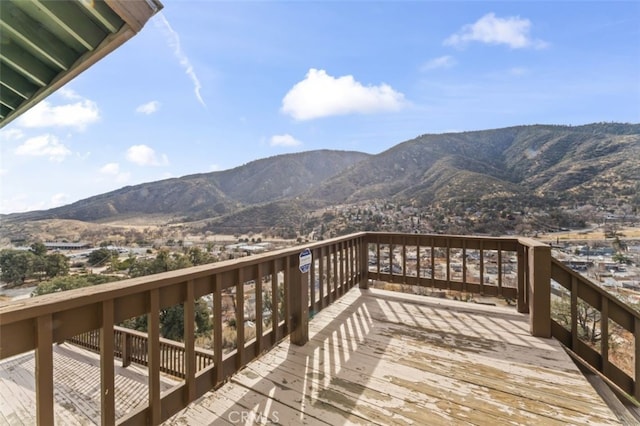 deck with a mountain view