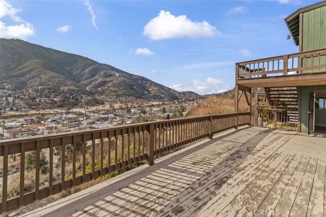 deck featuring a mountain view