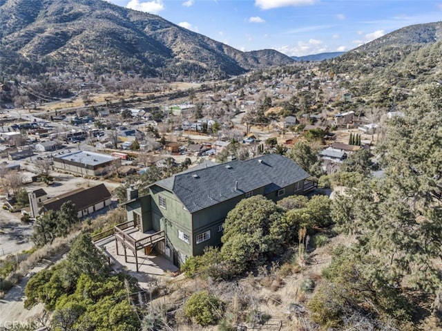 drone / aerial view with a mountain view