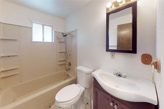 full bathroom featuring vanity, toilet, and shower / bathtub combination