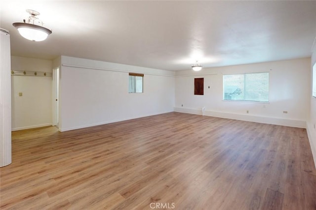 empty room with light hardwood / wood-style flooring