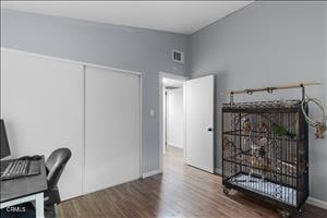 office featuring hardwood / wood-style flooring