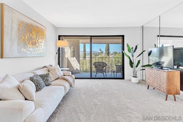 living room with carpet floors