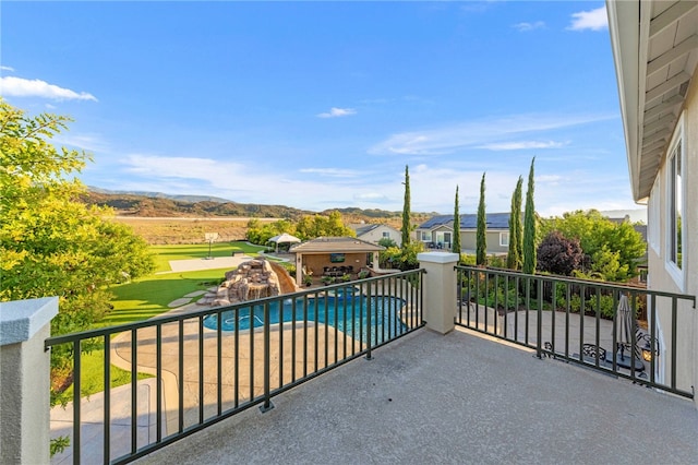 balcony with a mountain view