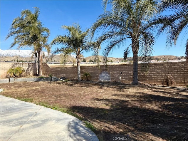 view of yard featuring a fenced backyard