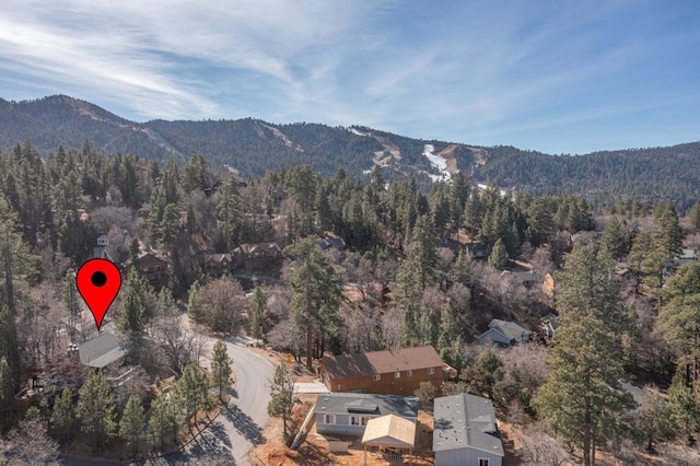 bird's eye view with a mountain view