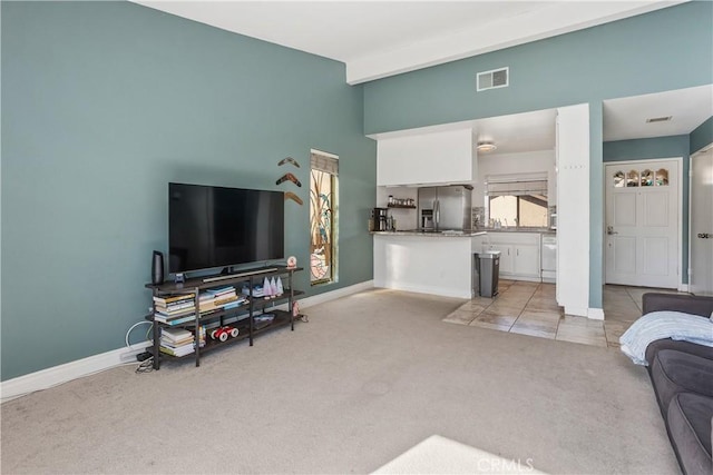 1758 Pala Lake Dr, Fallbrook, CA 92028 - living area with light carpet and lofted ceiling