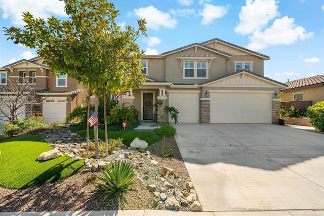 craftsman inspired home with a garage