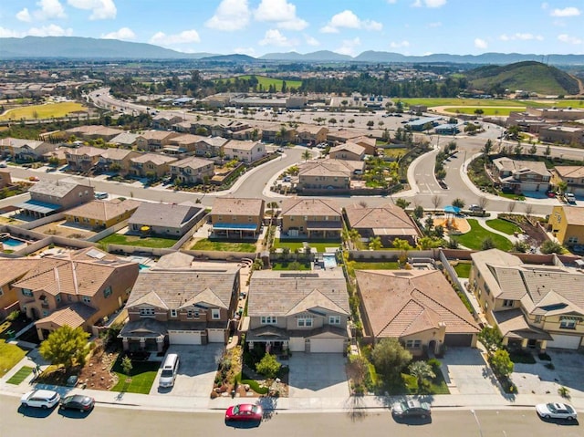 bird's eye view with a mountain view