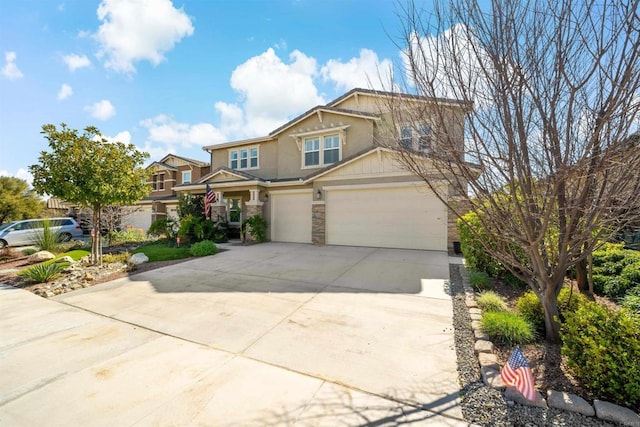 craftsman inspired home featuring a garage