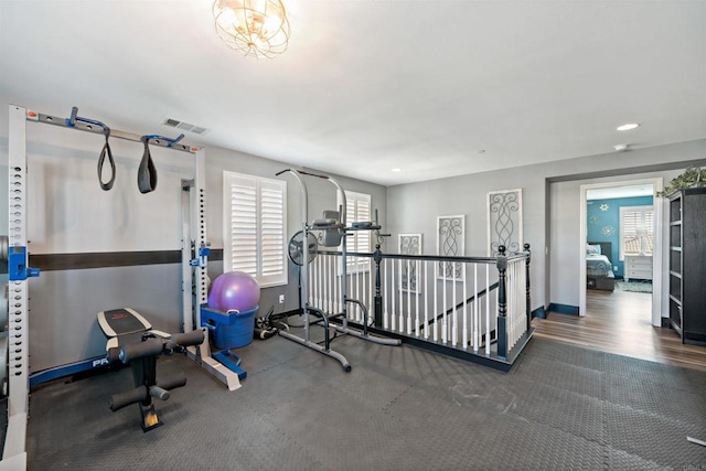 30343 Mahogany St, Murrieta, CA 92563 - workout room with baseboards, visible vents, and recessed lighting