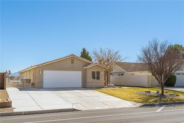 single story home with a garage