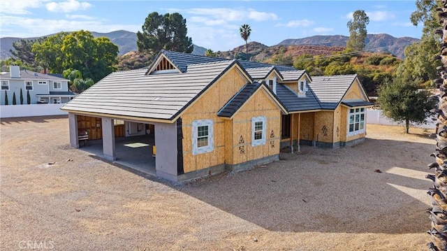 view of front of house with a mountain view