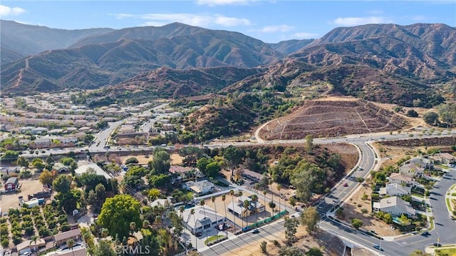 drone / aerial view with a mountain view