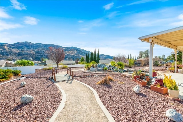 view of yard featuring a mountain view