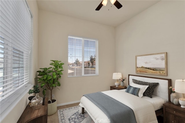 bedroom featuring ceiling fan