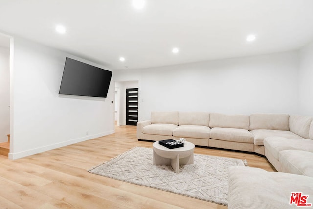 living room with wood-type flooring