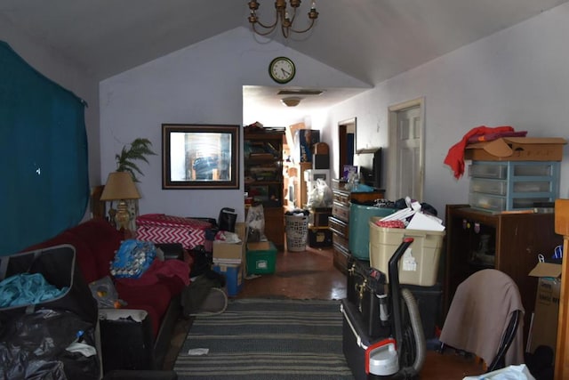 interior space featuring lofted ceiling