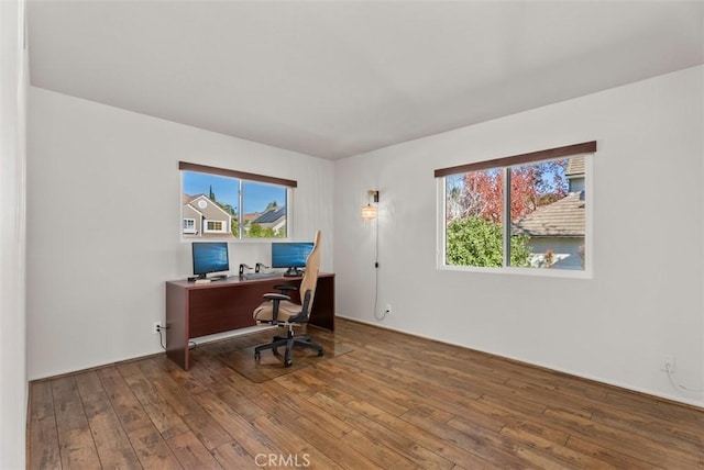 office area featuring hardwood / wood-style flooring