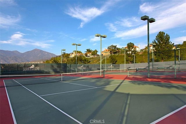 view of sport court featuring a mountain view