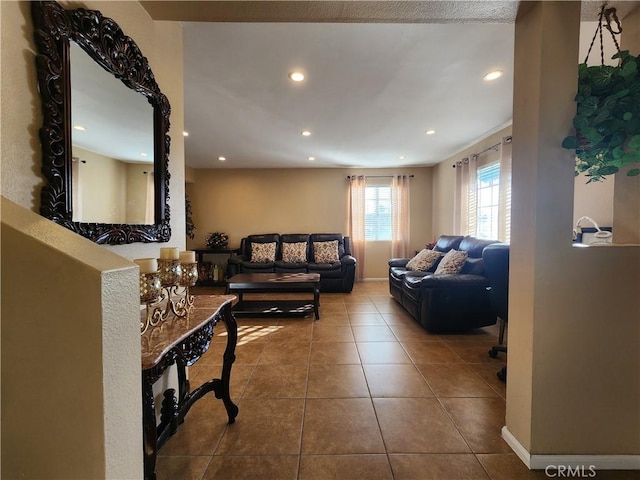 view of tiled living room