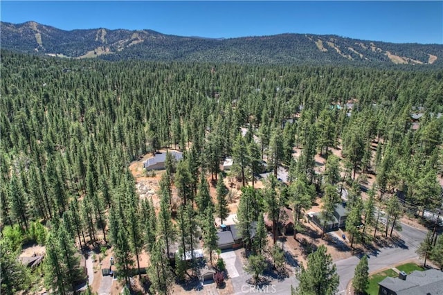 drone / aerial view featuring a mountain view