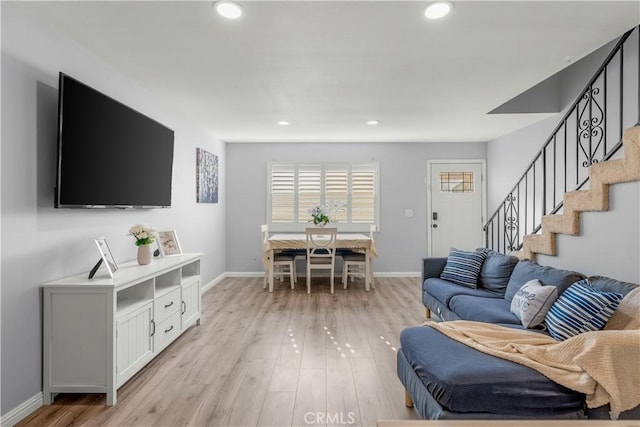 living room featuring light hardwood / wood-style floors