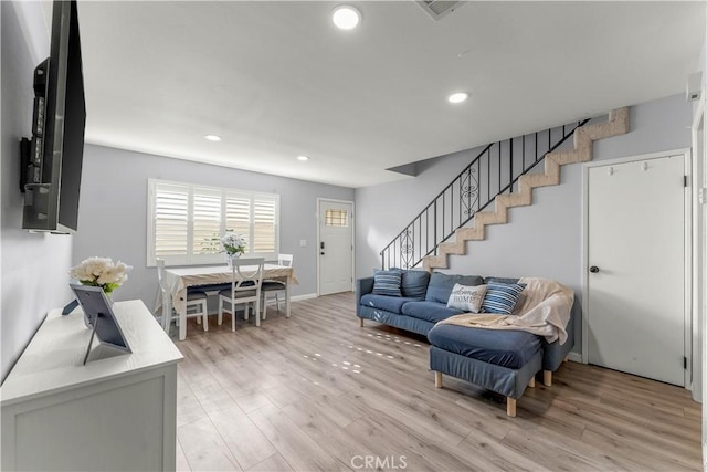 living room with light wood-type flooring