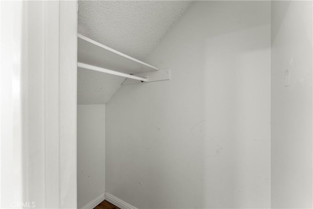 walk in closet with lofted ceiling