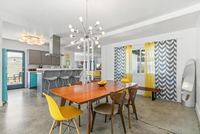 dining area with a chandelier