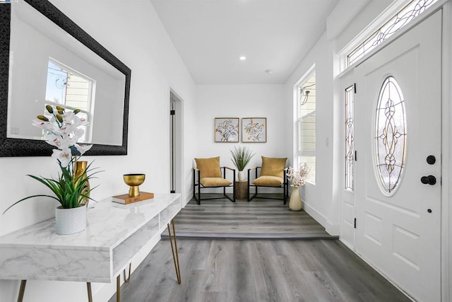 foyer featuring hardwood / wood-style flooring