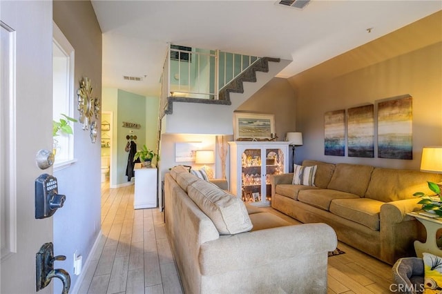 living room featuring light hardwood / wood-style flooring