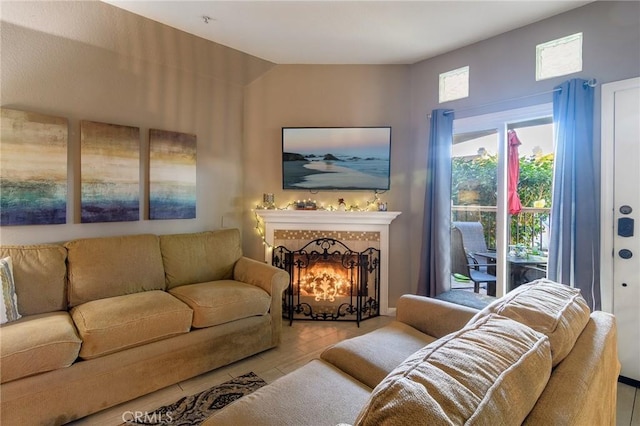 living room with light wood-type flooring