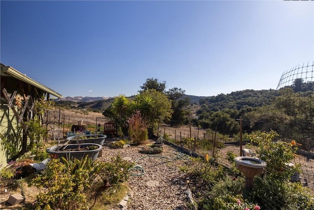 view of yard featuring a mountain view