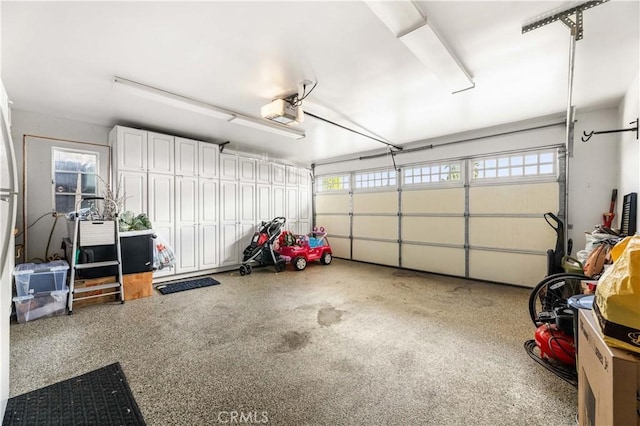 garage with a garage door opener