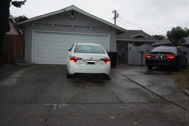 exterior space with a garage