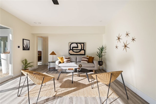 living area with light wood-type flooring