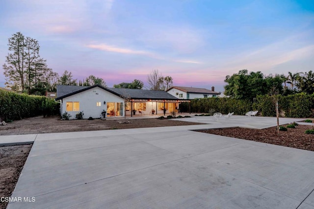 view of front of home with a patio