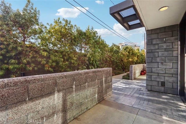 balcony with a patio area